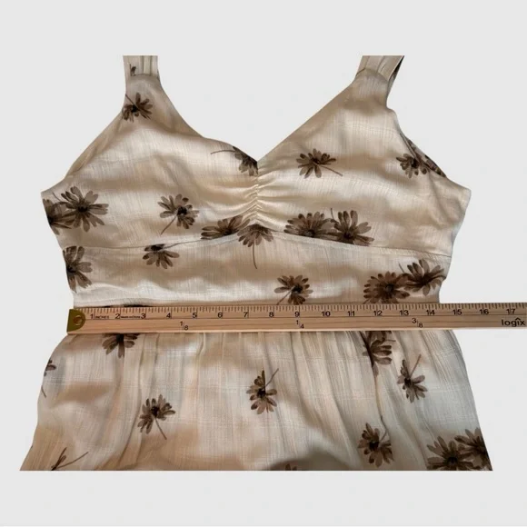 VICI Cream & Brown Floral Maxi Dress, Back Tie Closure, Size X-Large - Picture 7 of 11